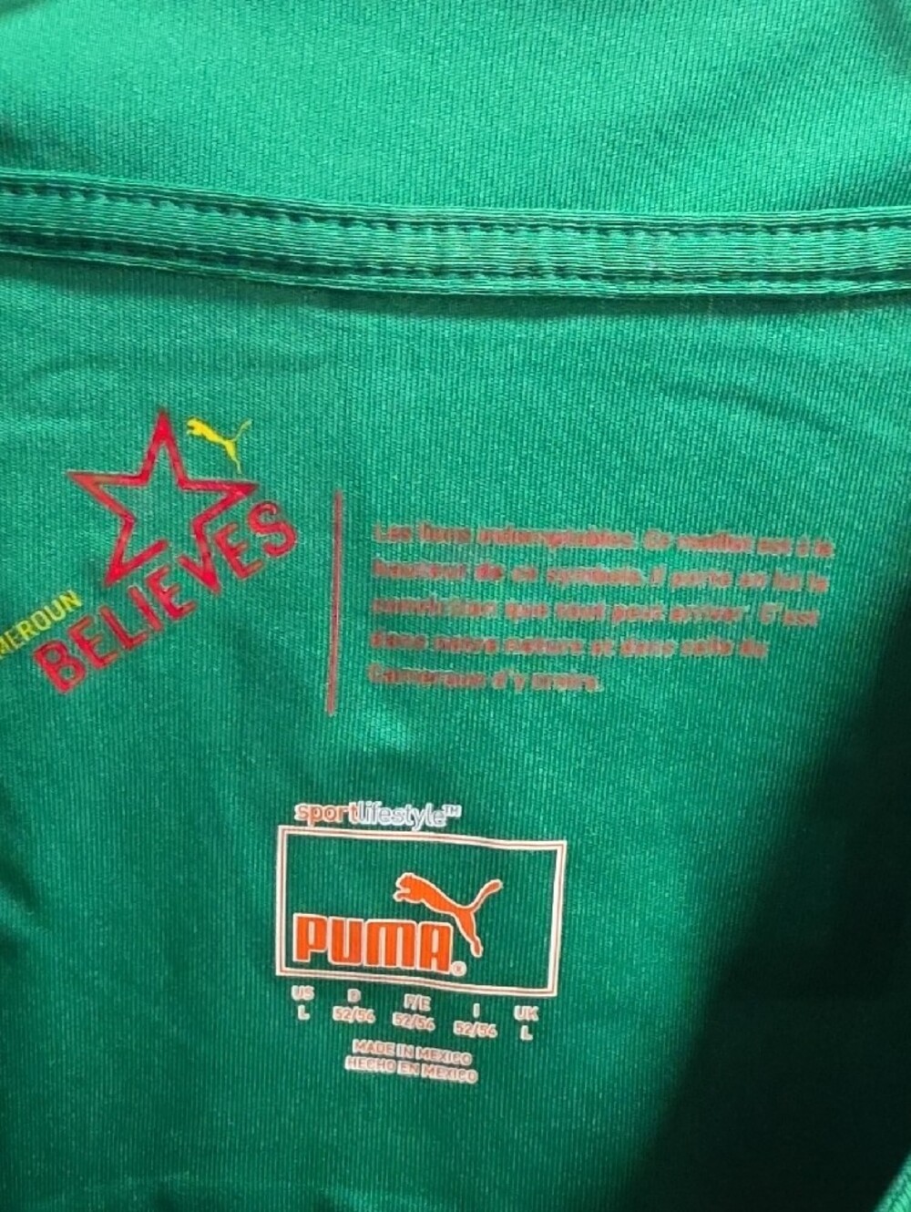 Puma Green & Yellow Cameroon Football Shirt with Red Trim #9 - Picture 6 of 13